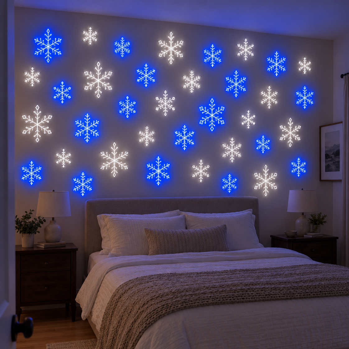 LightFlake snowflake bedroom wall display